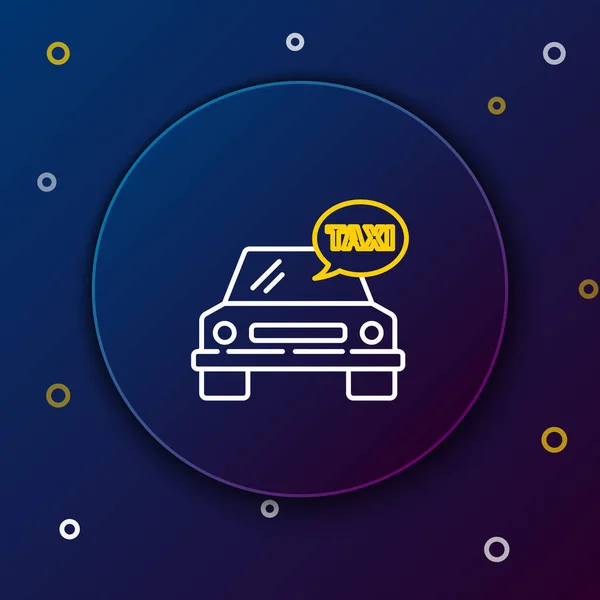Line Taxi Autó Ikon Elszigetelt Kék Háttérrel Színes Vázlat Koncepció — Stock Vector