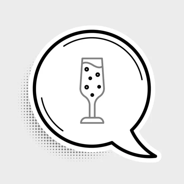 Line Glass Champagne Icon Isolated Grey Background Barevný Koncept Vektor — Stockový vektor