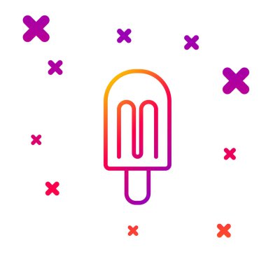 Renkli dondurma simgesi beyaz arkaplanda izole edilmiş. Güzel sembol. Kademeli rastgele dinamik şekiller. Vektör.