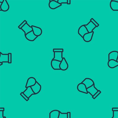 Mavi çizgi petrol test tüpü ikonu yeşil arka planda izole edilmiş pürüzsüz desen. Vektör