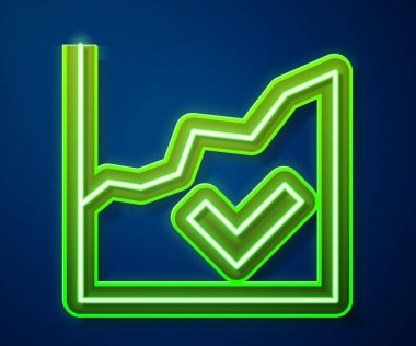 Parlayan neon hattı finansal büyüme ikonu mavi arka planda izole edildi. Gelirleri arttırıyorum. Vektör