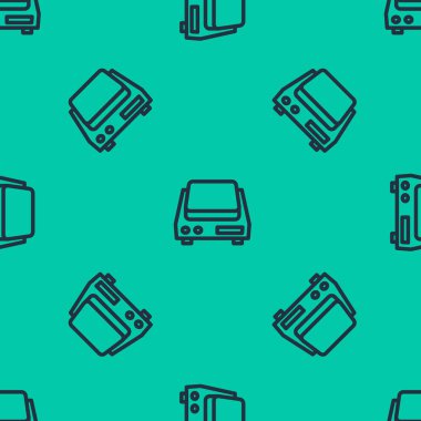 Mavi çizgi Elektronik mücevher pulu ikonu yeşil arka planda izole edilmiş pürüzsüz desen. Vektör