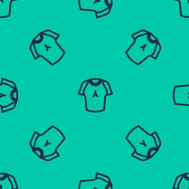Mavi çizgi tişört ikonu yeşil arka planda kusursuz desen izole etti. Vektör