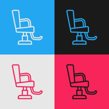 Pop sanat eseri berber koltuğu ikonu renk arka planında izole edilmiş. Berber koltuğu tabelası. Vektör