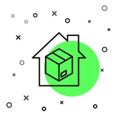 Siyah çizgi ev servis ikonu beyaz arka planda izole edildi. Vektör