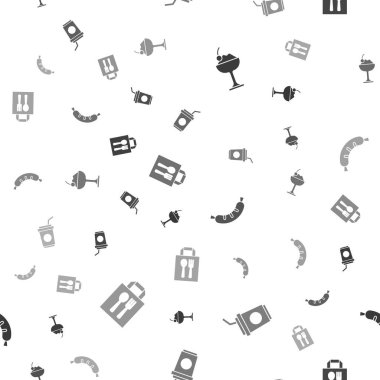 Dondurmayı kaseye koyun, kamışlı kağıt bardak, Hotdog ve online sipariş ve teslimatı sorunsuz yapın. Vektör