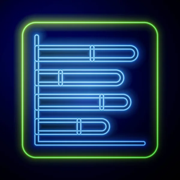 Illumina Icona Infografica Del Grafico Torta Neon Isolato Sfondo Blu — Vettoriale Stock