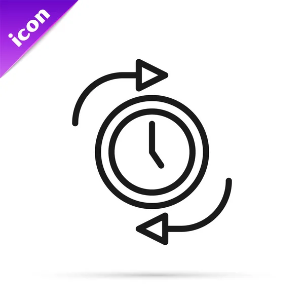 Μαύρο Ρολόι Γραμμή Βέλος Εικονίδιο Απομονώνονται Λευκό Φόντο Σύμβολο Χρόνου — Διανυσματικό Αρχείο