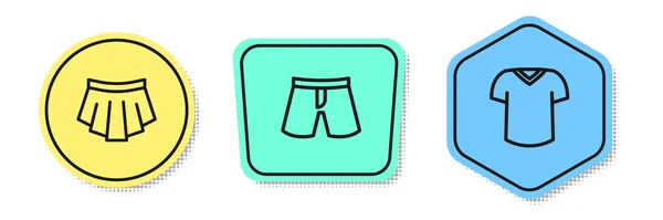 Ustaw Linię Spódnica Krótkie Lub Spodnie Shirt Kolorowe Kształty Wektor — Wektor stockowy