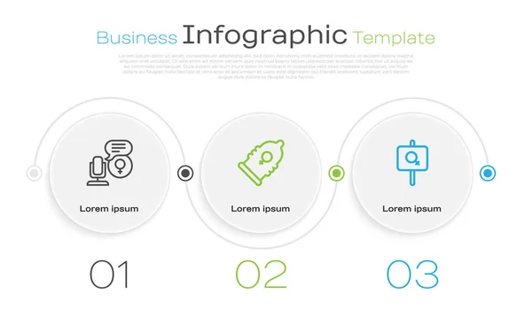 ラインマイク コンドーム フェミニスト活動家を設定します ビジネスインフォグラフィックテンプレート ベクトル — ストックベクタ