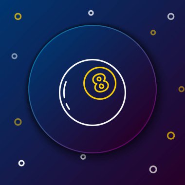 Karar verme ikonu için öngörülerin sihirli çizgi topu mavi arkaplanda izole edildi. Kristal küre. Renkli taslak konsepti. Vektör.