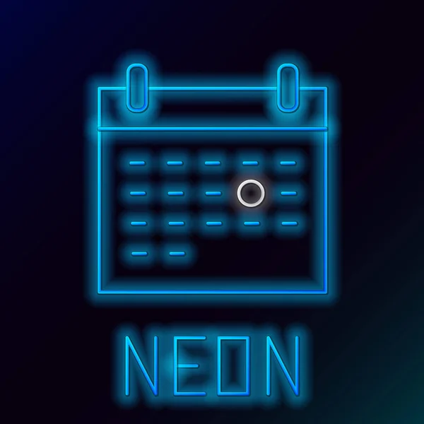 Świecący Neon Linii Kalendarz Śmierci Ikona Izolowana Czarnym Tle Kolorowy — Wektor stockowy