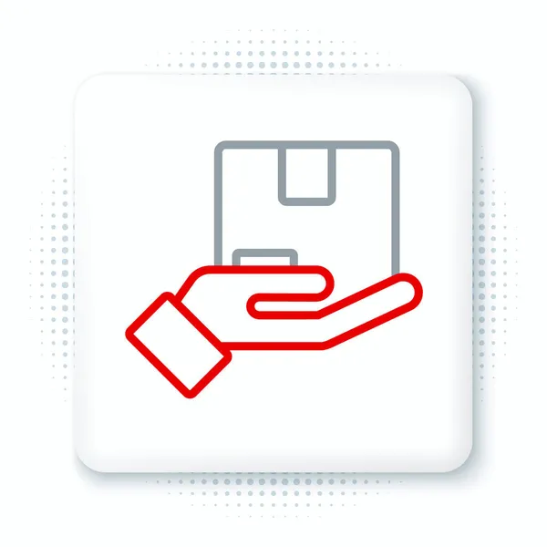 Line Delivery Versicherungssymbol Isoliert Auf Weißem Hintergrund Versicherter Karton Außerhalb — Stockvektor