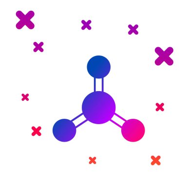 Beyaz arkaplanda izole edilmiş renkli molekül simgesi. Kimya moleküllerinin yapısı, fen öğretmenlerinin yenilikçi eğitim posteri. Kademeli rastgele dinamik şekiller. Vektör