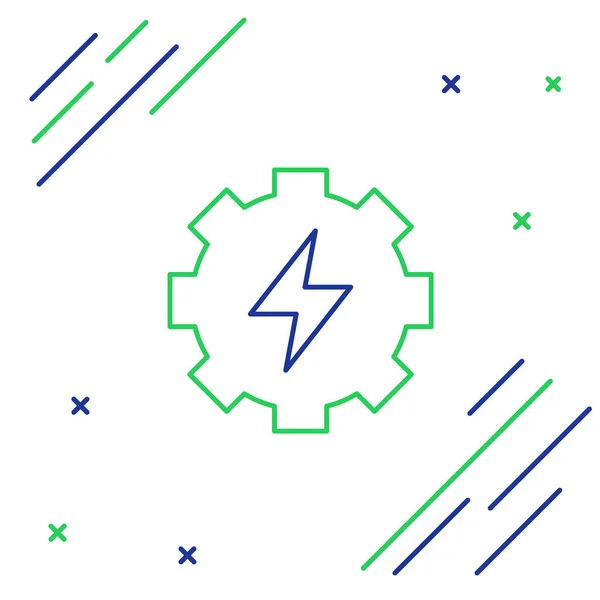 Line Gear Bliksem Pictogram Geïsoleerd Witte Achtergrond Elektriciteit Bliksemschicht Kleurrijk — Stockvector