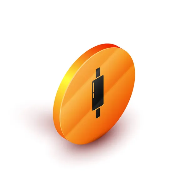 Изометрический Значок Rolling Pin Изолирован Белом Фоне Оранжевый Круг Вектор — стоковый вектор