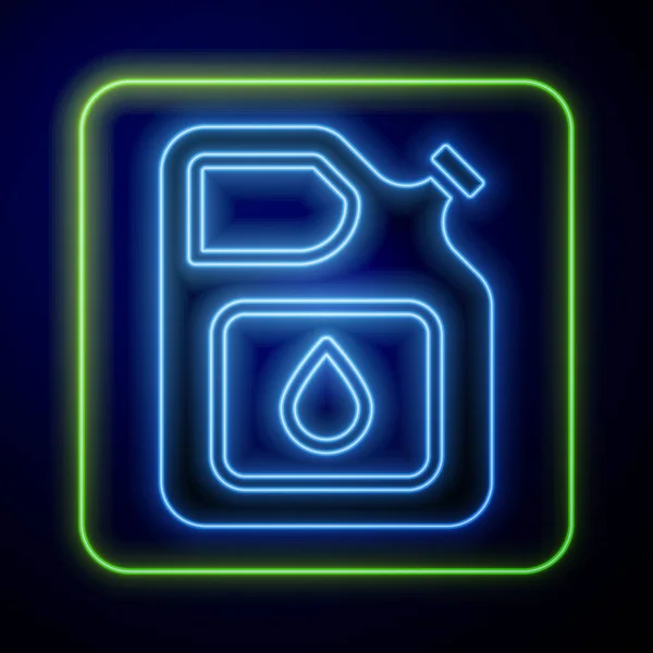 Leuchtende Neon Kanister Für Benzin Symbol Isoliert Auf Blauem Hintergrund — Stockvektor