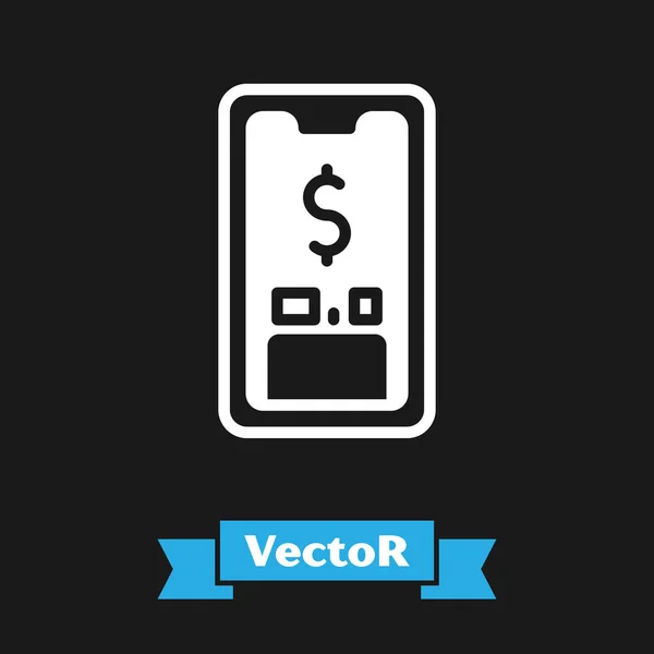 Smartphone Blanc Avec Icône Symbole Dollar Isolé Sur Fond Noir — Image vectorielle