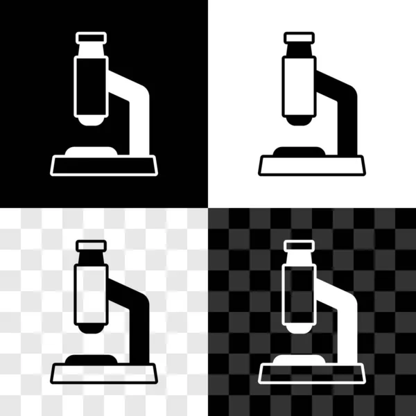 Définissez Icône Microscope Isolée Sur Fond Noir Blanc Transparent Chimie — Image vectorielle