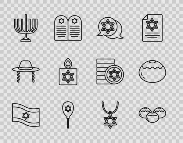 Установить Линию Флаг Израиля Еврейская Сладкая Пекарня Звездный Давид Воздушный — стоковый вектор