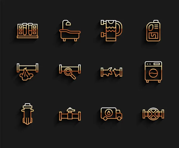 Set Line Filtro Agua Tubo Válvula Industria Tubo Prueba Con — Archivo Imágenes Vectoriales