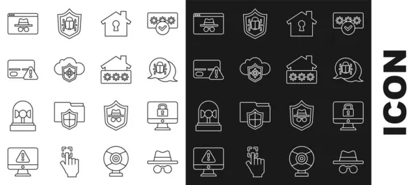 Establecer Línea Modo Incógnito Bloquear Monitor Error Del Sistema Casa — Archivo Imágenes Vectoriales