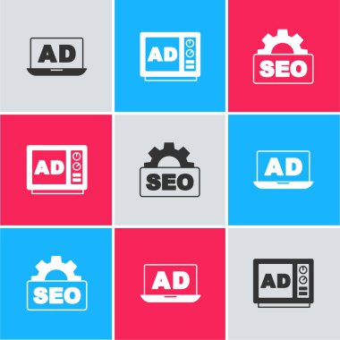 Reklamcılığı ve SEO optimizasyon simgesini ayarla. Vektör