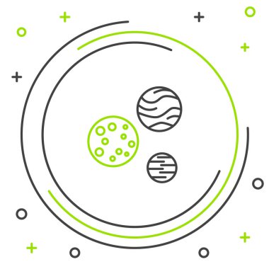 Çizgi Gezegeni simgesi beyaz arkaplanda izole edildi. Renkli taslak konsepti. Vektör.