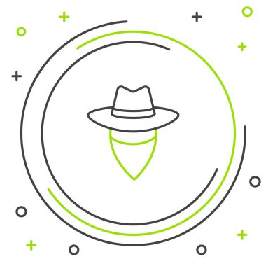 Çizgi Kovboy simgesi beyaz arkaplanda izole edildi. Renkli taslak konsepti. Vektör