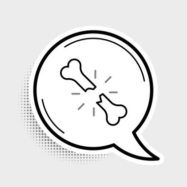 Kırık kemik ikonu gri arka planda izole edilmiş. Renkli taslak konsepti. Vektör