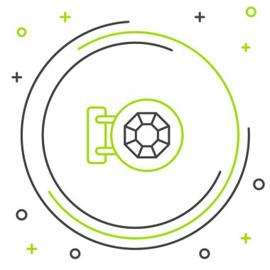 Cephe Önü Mücevher Mağazası simgesi beyaz arka planda izole edildi. Renkli taslak konsepti. Vektör