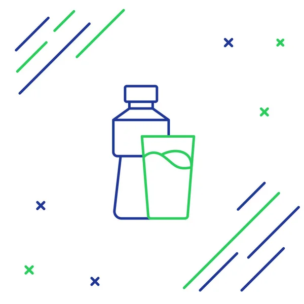 Line Flasche Wasser Mit Glassymbol Isoliert Auf Weißem Hintergrund Soda — Stockvektor