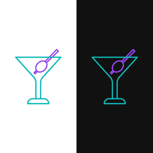 Line Martini Glass Icon Isolated White Black Background Cocktail Icon — Stock Vector