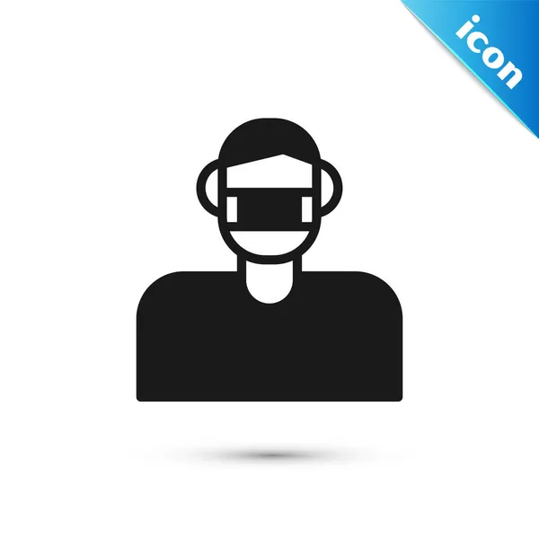 Homme Gris Visage Dans Une Icône Masque Protection Médicale Isolé — Image vectorielle