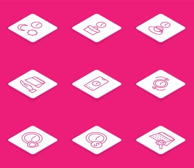 Zaman, iş, kahve, takvim, alarm saati uygulama mobil, saat oku, kalkan ve saat para ikonudur. Vektör