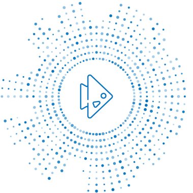 Mavi çizgi Balık simgesi beyaz arkaplanda izole edildi. Soyut çember rastgele noktalar. Vektör.