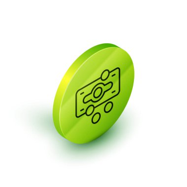 Isome hattı kağıt para yığınları para ikonu beyaz arka planda izole. Para desteleri. Para birimi. Yeşil daire düğmesi. Vektör.