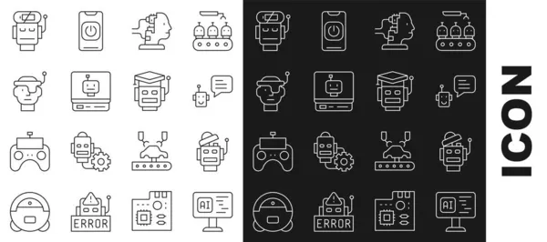 Set Line Software Robot Bot Voor Onderhoud Smart Glazen Lage — Stockvector