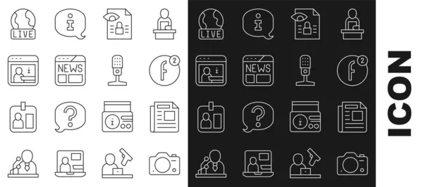 Установка Линии Фотокамера Новости Создание Аккаунта Журналистское Расследование Информация Живой — стоковый вектор