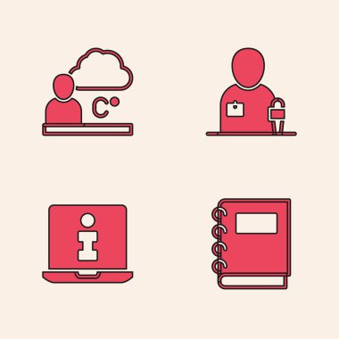 Not Defteri, Hava Durumu, Gazeteci Haber ve Bilgi simgesi. Vektör