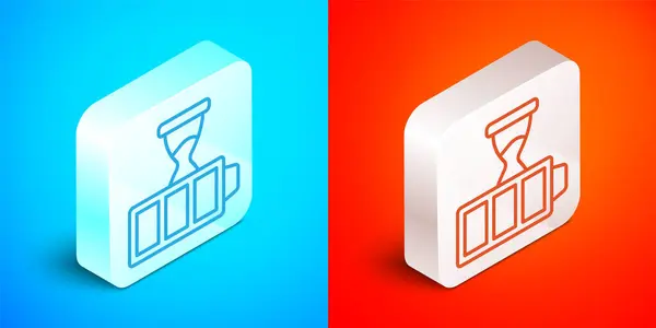 Isometric Line Battery Charge Level Indicator Icon Isolated Blue Red — Stock Vector