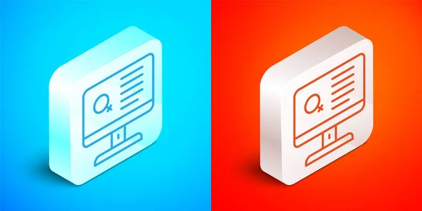 Isometric Line Dating App Online Laptop Concept Icon Isolated Blue — Stockový vektor