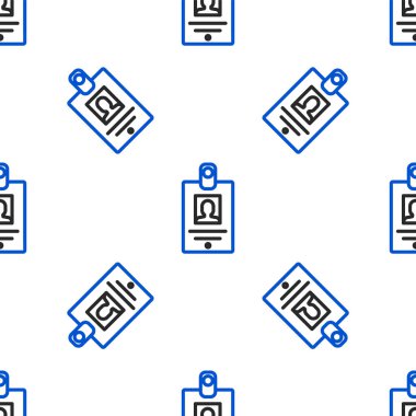 Çizgi tanımlama rozeti simgesi beyaz arkaplanda izole edilmiş kusursuz desen. Sunum için, şirketin kimliği için, reklam için kullanılabilir. Renkli taslak konsepti. Vektör