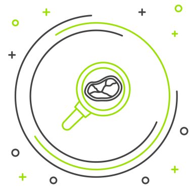 Beyaz arka planda izole edilmiş ızgara tavada biftek. Renkli taslak konsepti. Vektör