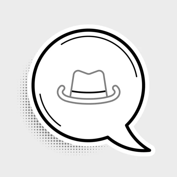 Line Western cowboy hoed pictogram geïsoleerd op grijze achtergrond. Kleurrijk concept. Vector — Stockvector