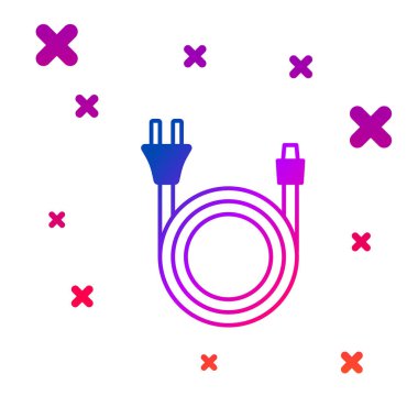 Beyaz arkaplanda izole edilmiş renk elektrik dolgusu simgesi. Bağlantı kavramı ve elektriğin kesilmesi. Kademeli rastgele dinamik şekiller. Vektör