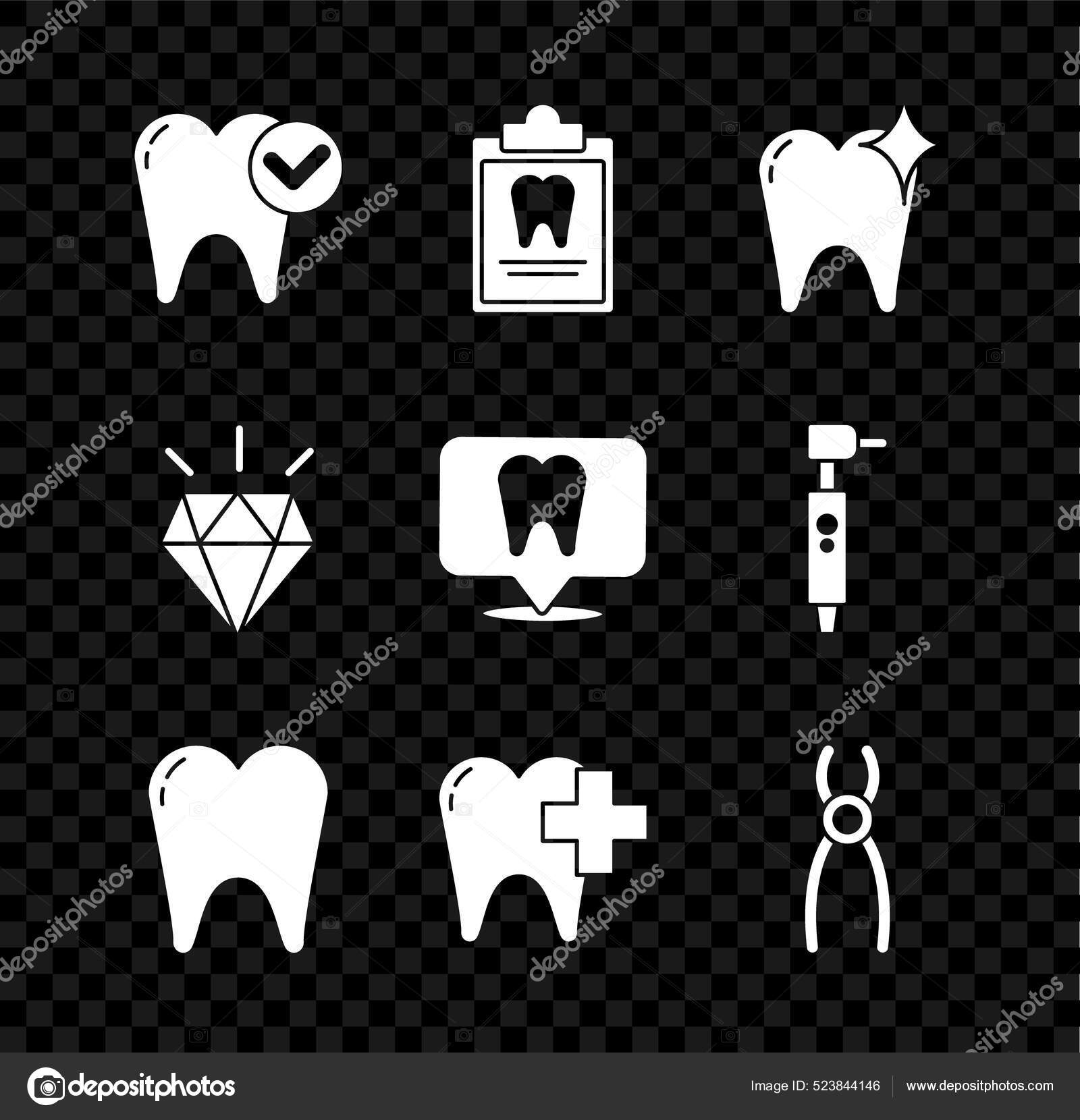 conjunto de iconos de gemas dentales vector de contorno. cuidado