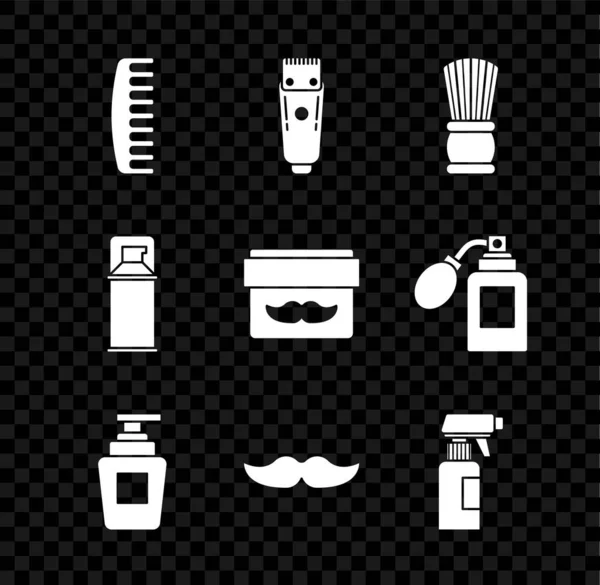 Set Hairbrush Electrical Hair Clipper Shaver Shaving Bottle Shampoo Mustache — Stock Vector