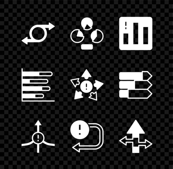 Set Pfeil Tortendiagramm Infografik Und Viele Möglichkeiten Richtungspfeil Symbol Vektor — Stockvektor