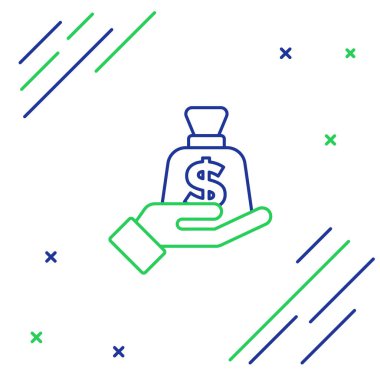 Satır Para el simgesi beyaz arka planda izole. Sigorta konsepti. Güvenlik, güvenlik, koruma, konsept koruma. Renkli taslak konsepti. Vektör